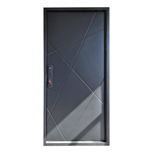 45.5"x 96" Modern Villa Front Entry Flat Door Safety Explosion-proof Steel Pivot Door, Top-rated, GPD004