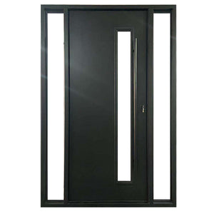 64"x 96" Modern Villa Front Entry Flat Door Safety Explosion-proof Steel Pivot Door, Top-rated, GPD006