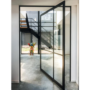 96"x65.5" Modern  Front Entry Flat Door Safety Explosion-proof Steel Pivot Door, Top-rated, GPD011