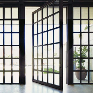 96"x85" Modern  Front Entry Flat Door Safety Explosion-proof Steel Pivot Door, Top-rated, GPD012