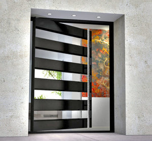 96"x73.5" Modern  Front Entry Flat Door Safety Explosion-proof Steel Pivot Door, Top-rated, GPD014